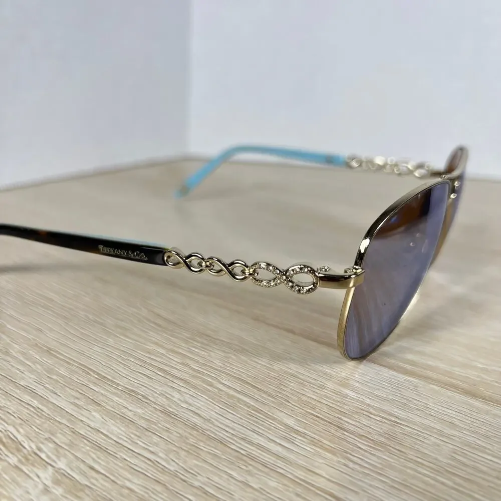 Tiffany & Co TF3049-B 6091/64 Sunglasses Pilot Gold Frames READ DESC 58-12-140